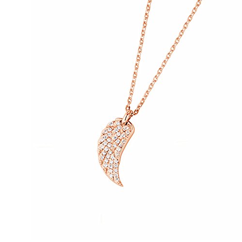 DOOSTI Damen Collier mit Anhänger Flügel 925 Silber Rosegold vergoldet von DOOSTI