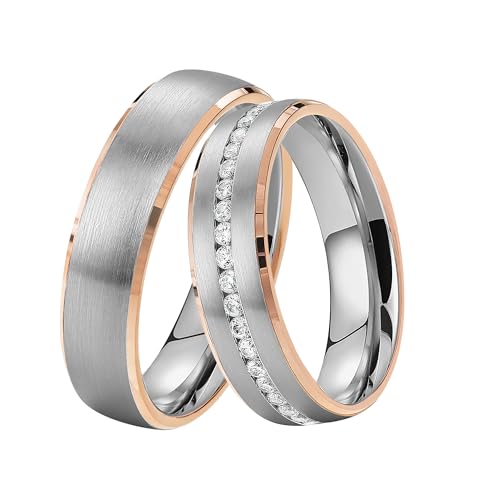 DOOSTI Ehering/Partnerring/Trauring LINE BICOLOR 925/- Silber – inkl. Gratis Gravur (Ring mit Stein, 56) von DOOSTI