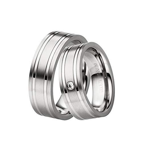 DOOSTI Freundschaftsring/Partnerring/Trauring - Gentle Titan Ring - Damen und Herren Variante - Mit Gratis Wunschgravur (Ring mit Zirkonia, 56) von DOOSTI