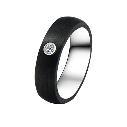 DOOSTI Freundschaftsring/Partnerring Carbon mit Einlage aus Chirurgischem Edelstahl 316L - inkl. Gratis Gravur von DOOSTI