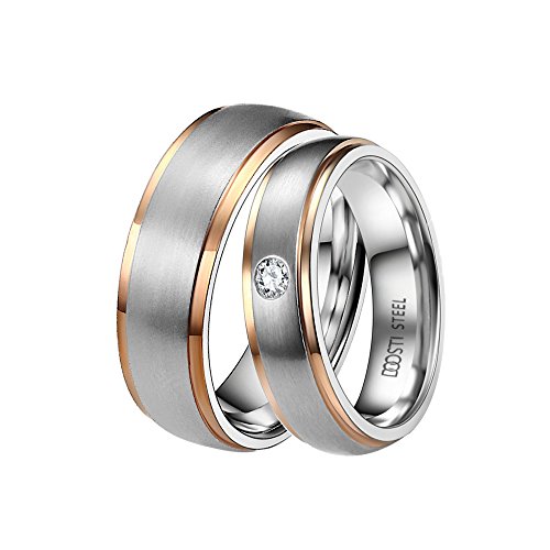 DOOSTI Partnerring/Trauring Sunshine - Bicolor Chirurgischer Edelstahl mit Gratis Gravur ST-064-D von DOOSTI