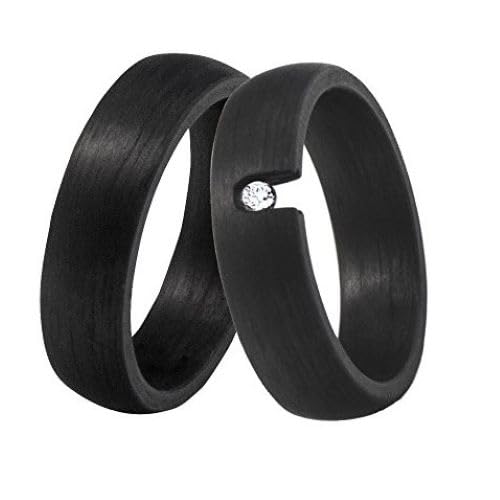 DOOSTI Freundschaftsringe/Partnerringe aus Carbon (Ring mit Stein, 48) von DOOSTI