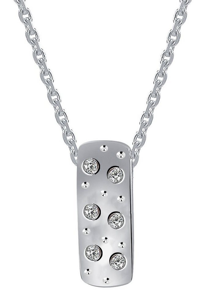 DOOSTI Kette mit Anhänger Schmuck Silber 925 Halsschmuck Ankerkette, mit Zirkonia (synth) von DOOSTI