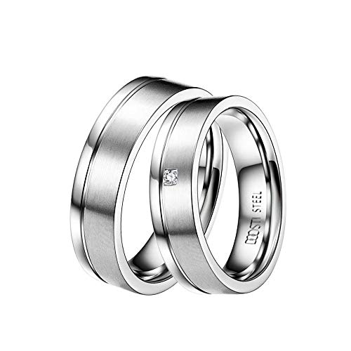 DOOSTI Partnerring/Trauring/Freundschaftsring - Emotion Chirurgischer Edelstahl 316L - Damen und Herren Variante - Mit Gratis Wunschgravur (Ring mit Zirkonia, 60) von DOOSTI