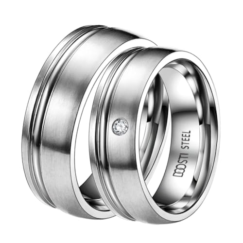 DOOSTI Partnerring/Trauring/Freundschaftsring - Favourite Chirurgischer Edelstahl 316L - Damen und Herren Variante - Mit Gratis Wunschgravur (Ring mit Zirkonia, 56) von DOOSTI