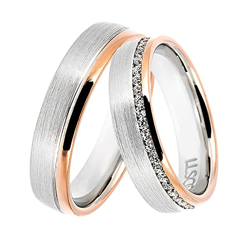 DOOSTI Partnerring/Trauring Bicolor 925/- Silber (Herrenring, 56 (17.8)) von DOOSTI
