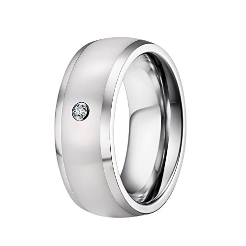 DOOSTI Partnerring/Trauring Chirurgischer Edelstahl 316L mit Keramikeinlage Weiß - inkl. Gratis Gravur von DOOSTI