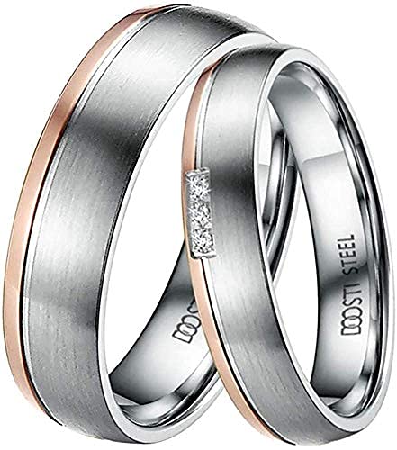 DOOSTI Paar Ringe für Damen Herren Partnerring Edelstahl Bicolor Silber Rosegold ohne/mit Zirkonia Ehering Trauring Freundschaftsring Hochzeit Ringe Frau Mann (Damenring, 50 (15.9)) von DOOSTI