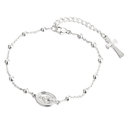 DOOSTI Rosenkranz Armband mit Anhänger 925 Silber rhodiniert von DOOSTI