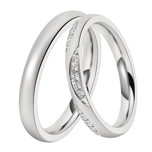 DOOSTI Trauring/Ehering/Partnerring - Chirurgischer Edelstahl 316L - hochwertiger Edelstahlring - Damen und Herren Variante - Mit Gratis Wunschgravur (Ring mit Zirkonia, 50) von DOOSTI