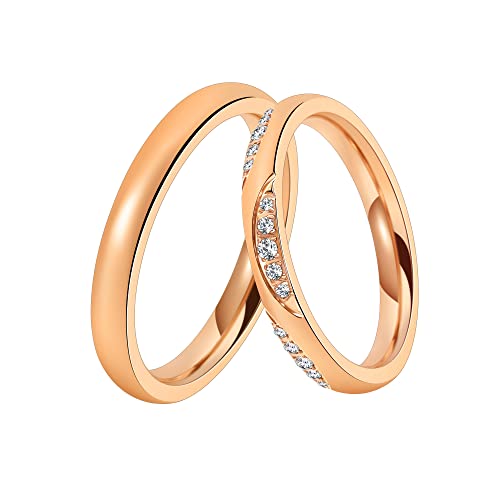 DOOSTI Trauring/Ehering/Partnerring INSPIRATION ROSE Chirurgischer Edelstahl 316L - hochwertiger Edelstahlring Rosegold vergoldet Damen und Herren Variante Mit Gratis Gravur (Ring ohne Zirkonia, 70) von DOOSTI