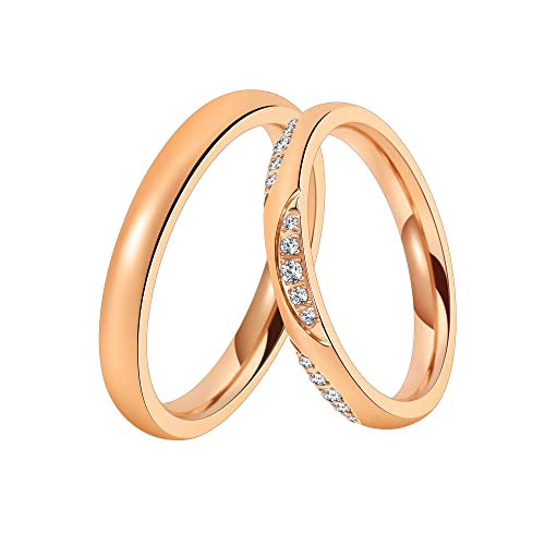 DOOSTI Trauring/Ehering/Partnerring INSPIRATION ROSE Chirurgischer Edelstahl 316L - hochwertiger Edelstahlring Rosegold vergoldet Damen und Herren Variante Mit Gratis Gravur (Ring ohne Zirkonia, 54) von DOOSTI