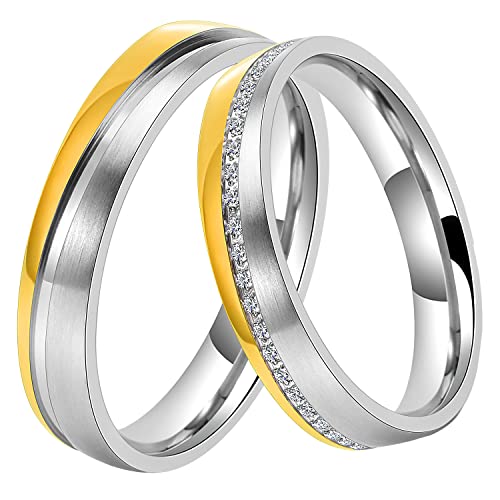 DOOSTI Trauring/Ehering/Partnerring - NEW HOPE Chirurgischer Edelstahl 316L Bicolor - hochwertiger Edelstahlring - Damen und Herren Variante - Mit Gratis Gravur (Ring mit Stein, 60) von DOOSTI