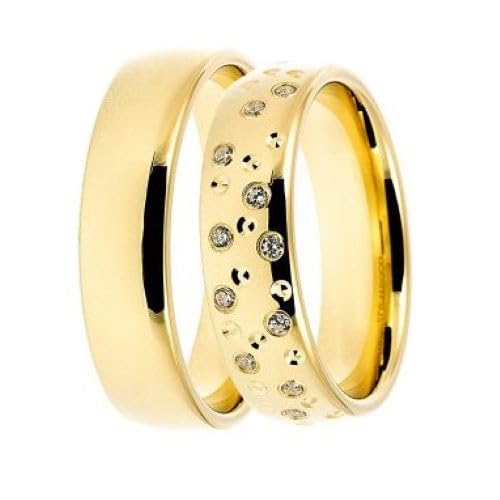 DOOSTI Trauring/Ehering/Partnerring - STERNENHIMMEL 925/- Silber Ring - Damen und Herren Variante - hochwertig vergoldet – Mit Gratis Wunschgravur (Ring mit Zirkonia, 56) von DOOSTI