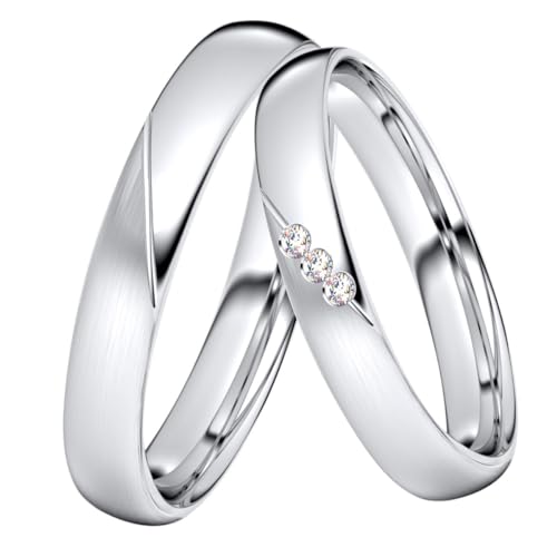 DOOSTI Trauring/Ehering/Partnerring - SWEET Silber 925/- Silber Ring - hochwertiger Silberring - Damen und Herren Variante (Ring mit Stein, 48) von DOOSTI