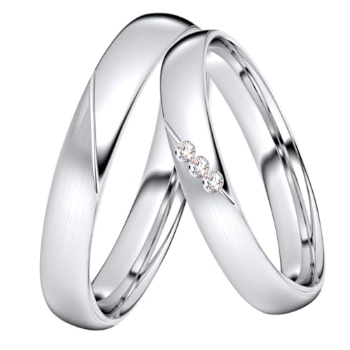 DOOSTI Trauring/Ehering/Partnerring - SWEET Silber 925/- Silber Ring - hochwertiger Silberring - Damen und Herren Variante (Ring mit Stein, 52) von DOOSTI