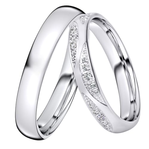 DOOSTI Trauring/Ehering/Partnerring - Silber 925/- Silber Ring - hochwertiger Silberring - Damen und Herren Variante - Mit Gratis Wunschgravur (Ring mit Zirkonia, 58) von DOOSTI