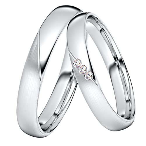 DOOSTI Trauring/Ehering/Partnerring - Silber 925/- Silber Ring - hochwertiger Silberring - Damen und Herren Variante - Mit Gratis Wunschgravur (Ring ohne Zirkonia, 56) von DOOSTI