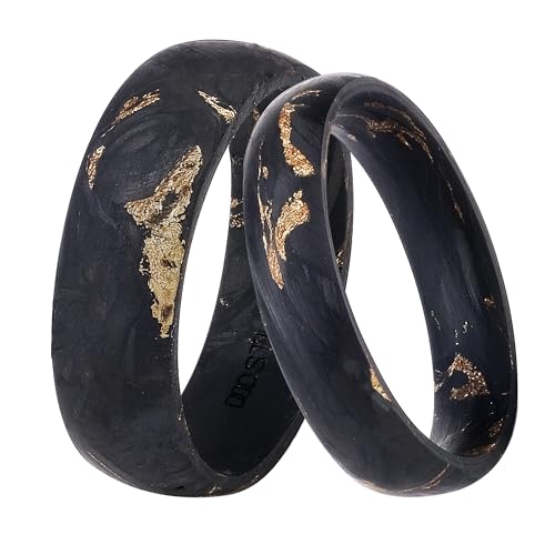 DOOSTI Trauring/Ehering/Partnerring aus Carbon - UNIQUE- Carbon marmoriert - Damen und Herren Variante - inklusive Gratis Gravur (Ring Breite 5 mm, 50) von DOOSTI