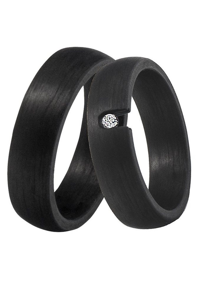 DOOSTI Trauring Schmuck Geschenk CARBON Trauring Ehering Partnerring LIEBE, wahlweise mit oder ohne Zirkonia von DOOSTI