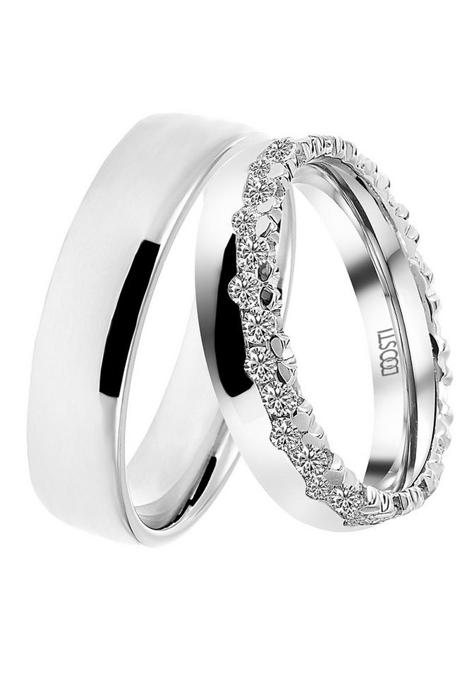 DOOSTI Trauring Schmuck Geschenk Silber 925 Trauring Ehering Partnerring LIEBE, wahlweise mit oder ohne Zirkonia von DOOSTI