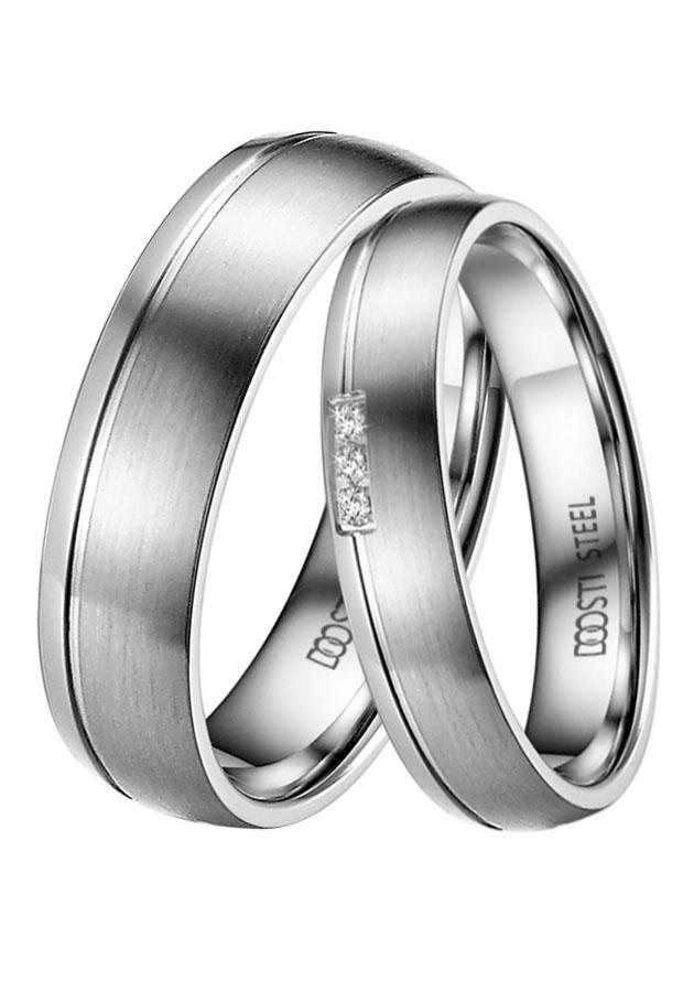 DOOSTI Trauring Schmuck Geschenk Edelstahl Trauring Ehering Partnerring LIEBE, Made in Germany, wahlweise mit oder ohne Zirkonia von DOOSTI