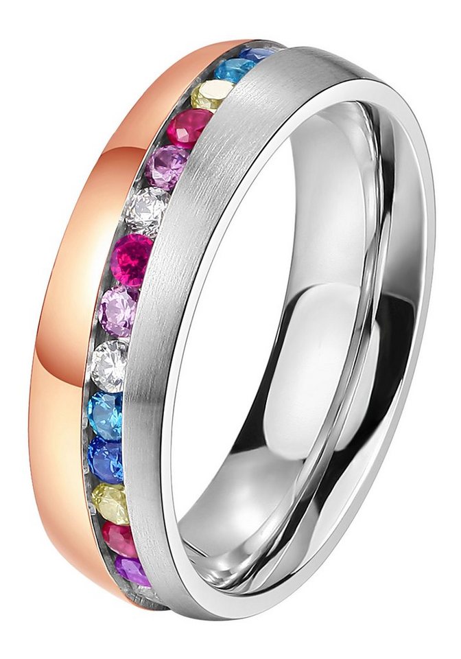 DOOSTI Trauring Schmuck Geschenk Edelstahl Trauring Ehering Partnerring LIEBE, wahlweise mit oder ohne Zirkonia von DOOSTI