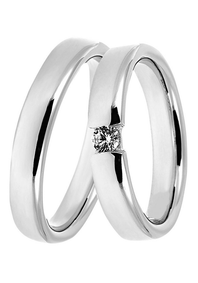 DOOSTI Trauring Schmuck Geschenk Silber 925 Trauring Ehering Partnerring LIEBE, Made in Germany - wahlweise mit oder ohne Zirkonia von DOOSTI