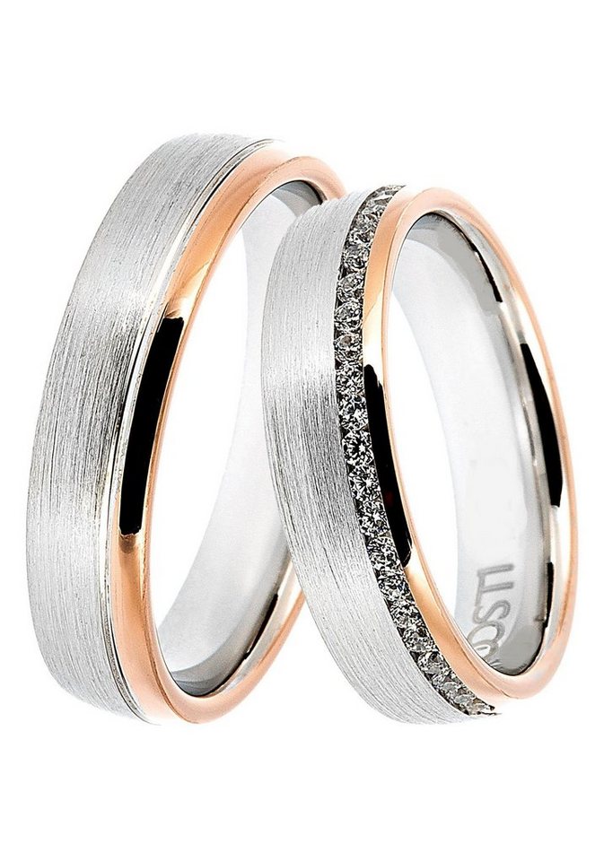 DOOSTI Trauring Schmuck Geschenk Silber 925 Trauring Ehering Partnerring LIEBE, Made in Germany - wahlweise mit oder ohne Zirkonia von DOOSTI