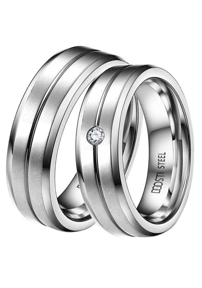 DOOSTI Trauring Schmuck Geschenk Edelstahl Trauring Ehering Partnerring LIEBE, Made in Germany - wahlweise mit oder ohne Zirkonia von DOOSTI