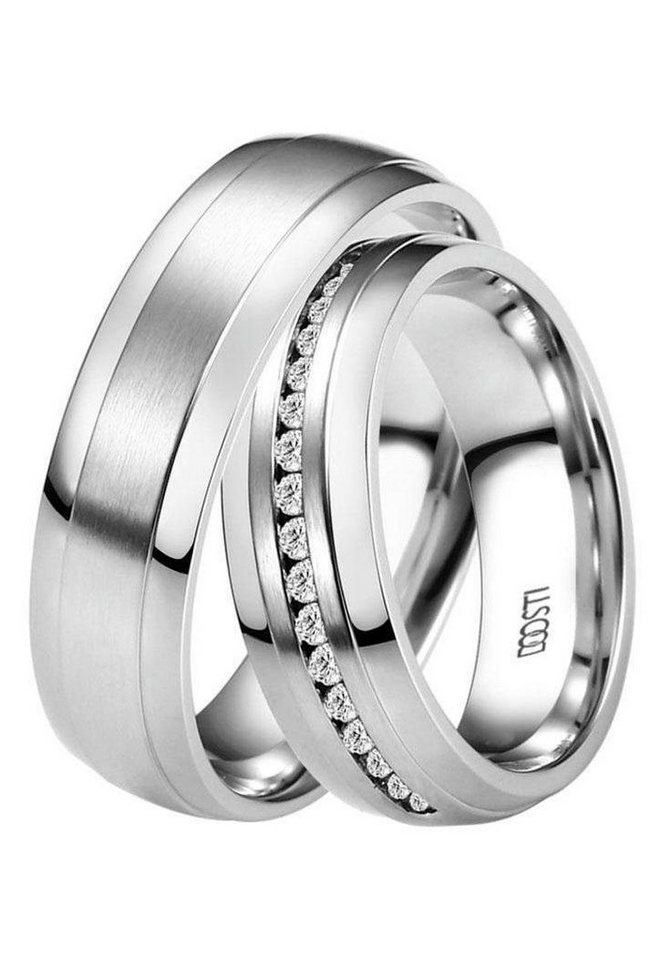 DOOSTI Trauring Schmuck Geschenk Edelstahl Trauring Ehering Partnerring LIEBE, Made in Germany - wahlweise mit oder ohne Zirkonia von DOOSTI