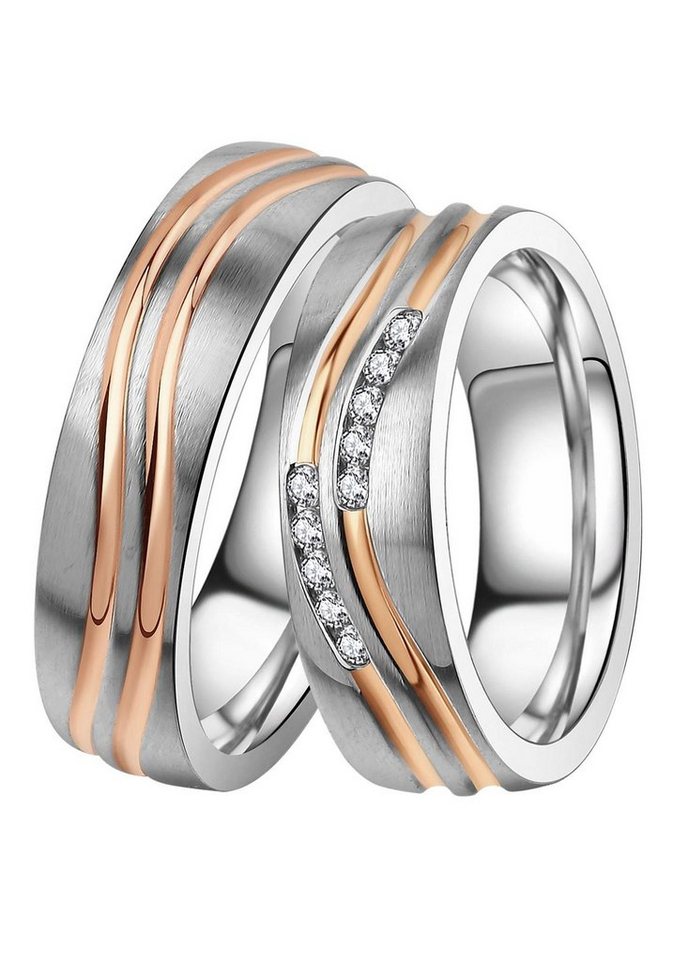DOOSTI Trauring Schmuck Geschenk Edelstahl Trauring Ehering Partnerring LIEBE, Made in Germany, wahlweise mit oder ohne Zirkonia von DOOSTI