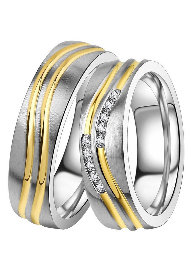 DOOSTI Trauring Schmuck Geschenk Edelstahl Trauring Ehering Partnerring LIEBE, Made in Germany, wahlweise mit oder ohne Zirkonia von DOOSTI