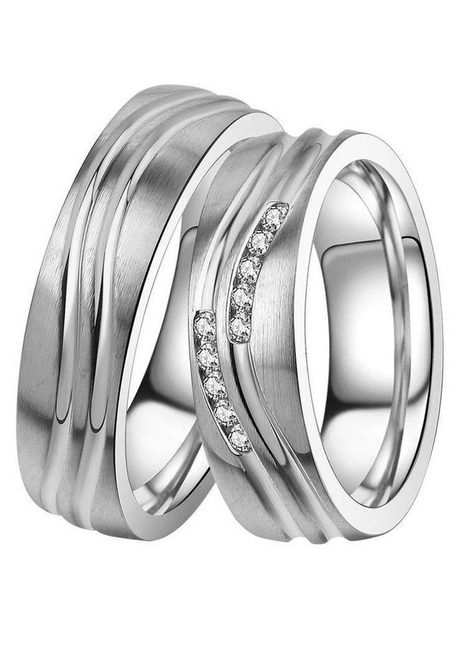 DOOSTI Trauring Schmuck Geschenk Edelstahl Trauring Ehering Partnerring LIEBE, Made in Germany, wahlweise mit oder ohne Zirkonia von DOOSTI