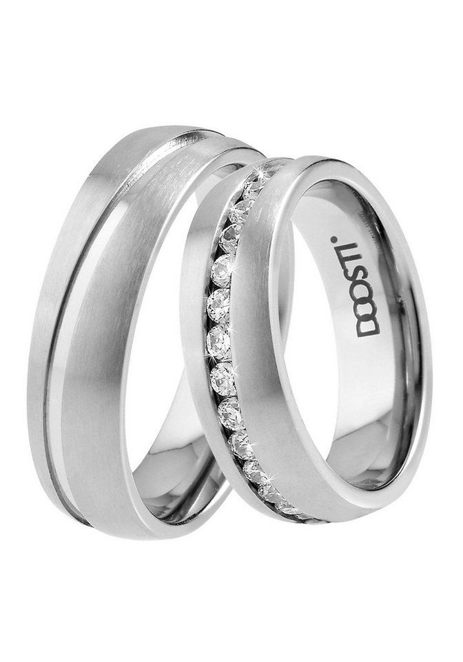 DOOSTI Trauring Schmuck Geschenk TITAN Trauring Ehering Partnerring LIEBE, Made in Germany - wahlweise mit oder ohne Zirkonia von DOOSTI