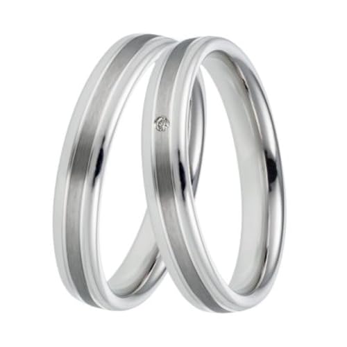 DOOSTI Trauringe/Eheringe/Partnerringe 925- Silber mit Brillant Damen und Herren Variante - mit Gratis Gravur (Ring ohne Stein, 68) von DOOSTI
