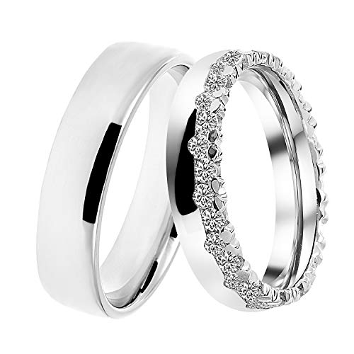 DOOSTI Trauringe/Partnerringe CROWN Silber 925 rhodiniert – inkl. Gratis Gravur von DOOSTI