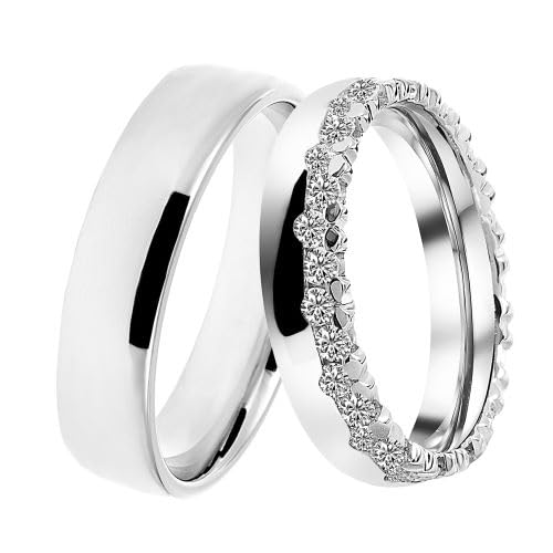 DOOSTI Trauringe/Partnerringe-SI-44-D/H Silber 925 rhodiniert –Mit Gratis Wunschgravur (Ring ohne Stein, 66) von DOOSTI