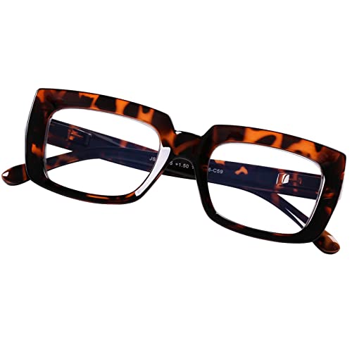 DOOViC Blaulichtfilter Lesebrille 1,75 Großes Gestell Schildkröte Rechteckig Computerbrille Brille mit Sehstärke für Damen DOOViC Blaulichtfilter Lesebrille 1,75 Großes Gestell Schildkröte Rechteckig Computerbrille Brille mit Sehstärke für Damen von DOOViC