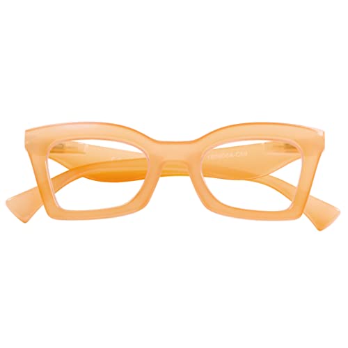 DOOViC Blaulichtfilter Lesebrille Damen Brille mit Sehstärke 1,0 Dioptrien Orange/Quadratisch Rahmen von DOOViC