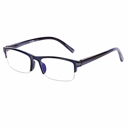 DOOViC Blaulichtfilter Lesebrille Dunkelblau Rechteckig Halbrahmen mit Federscharnier Lesehilfe für Herren/Damen 2.75 DOOViC Blaulichtfilter Lesebrille Dunkelblau Rechteckig Halbrahmen mit Federscharnier Lesehilfe für Herren/Damen 2.75 von DOOViC