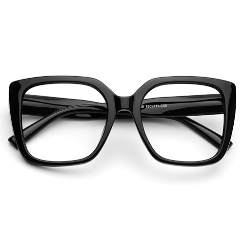 DOOViC Blaulichtfilter Lesebrille Oversized Damen 1.75 mit Übergröße Schwarze Quadratisch Rahmen von DOOViC