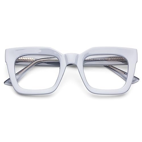 DOOViC Lesebrille Computerbrille Blaulichtfilter Damen 1.75 Eckig Blau Dicker Rahmen Brille mit Sehstärke von DOOViC