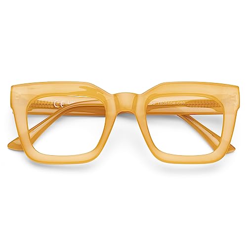 DOOViC Lesebrille Dicker Rahmen 2.0 mit Blaulichtfilter Eckig Gelb Brille mit Sehstärke für Damen DOOViC Lesebrille Dicker Rahmen 2.0 mit Blaulichtfilter Eckig Gelb Brille mit Sehstärke für Damen von DOOViC