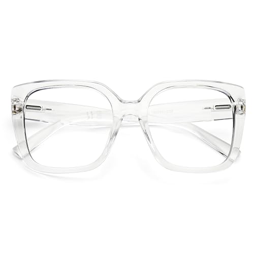 DOOViC Lesebrille mit Blaulichtfilter Damen 3.0 Große Rahmen Transparent Quadratisch Computerbrille mit Sehstärke DOOViC Lesebrille mit Blaulichtfilter Damen 3.0 Große Rahmen Transparent Quadratisch Computerbrille mit Sehstärke von DOOViC