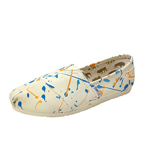 DOOXI Damen Freizeit Gedruckt Loafers Comfort rutschfest Espadrilles Mode Slip on Flach Freizeitschuhe 39(24.5cm) von DOOXI