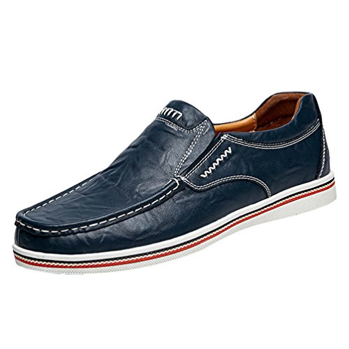 DOOXI Herren Freizeit Geschäft Loafers Mokassins Schuhe Comfort Slip on Flach Bootsschuhe Blau 43 von DOOXI