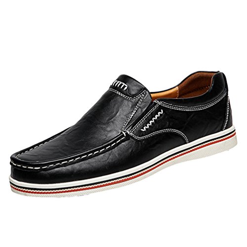 DOOXI Herren Freizeit Geschäft Loafers Mokassins Schuhe Comfort Slip on Flach Bootsschuhe Schwarz 43 von DOOXI