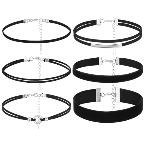 DOPENSPI 12 Stück Schwarz Velvet Halsband Damen, Verstellbare Klassische Kropfband Schmuck Schwarze Chocker Halskette für Frauen und Mädchen Dancing Halloween Geburtstag Party Cosplay von DOPENSPI