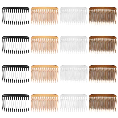 DOPENSPI 16 Stück Haarkamm Zum Stecken, 14 Zähne 7x4.5cm Haarkämme Zum Stecken French Side Combs Kunststoff Twist Kamm Seitenkämme Einsteckkamm Haarspange für Damen Mädchen Braut Hochzeit Feines Haar von DOPENSPI